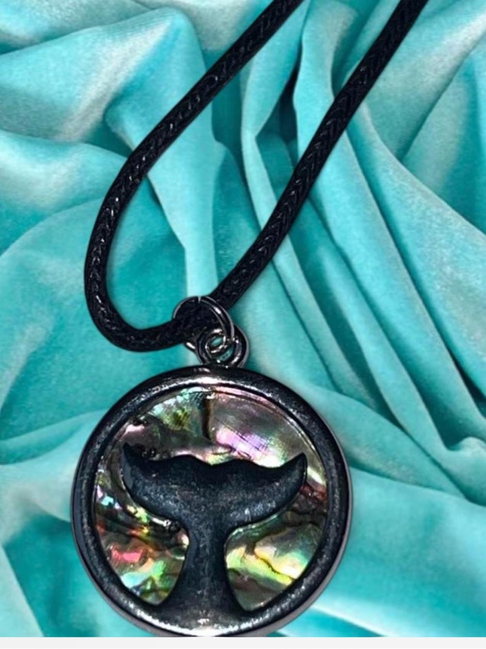 Black Whale Tail Abalone Shell Pendant Necklace